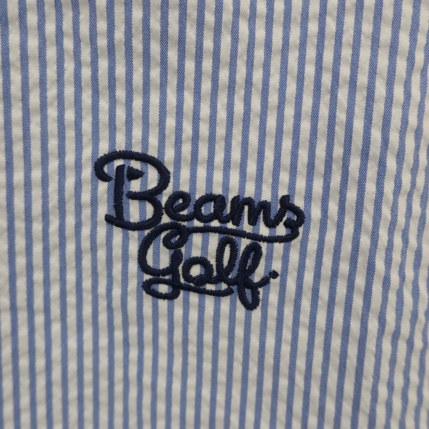 BEAMS GOLF(ビームスゴルフ) ポロシャツ 青白ストライプ レディース M B