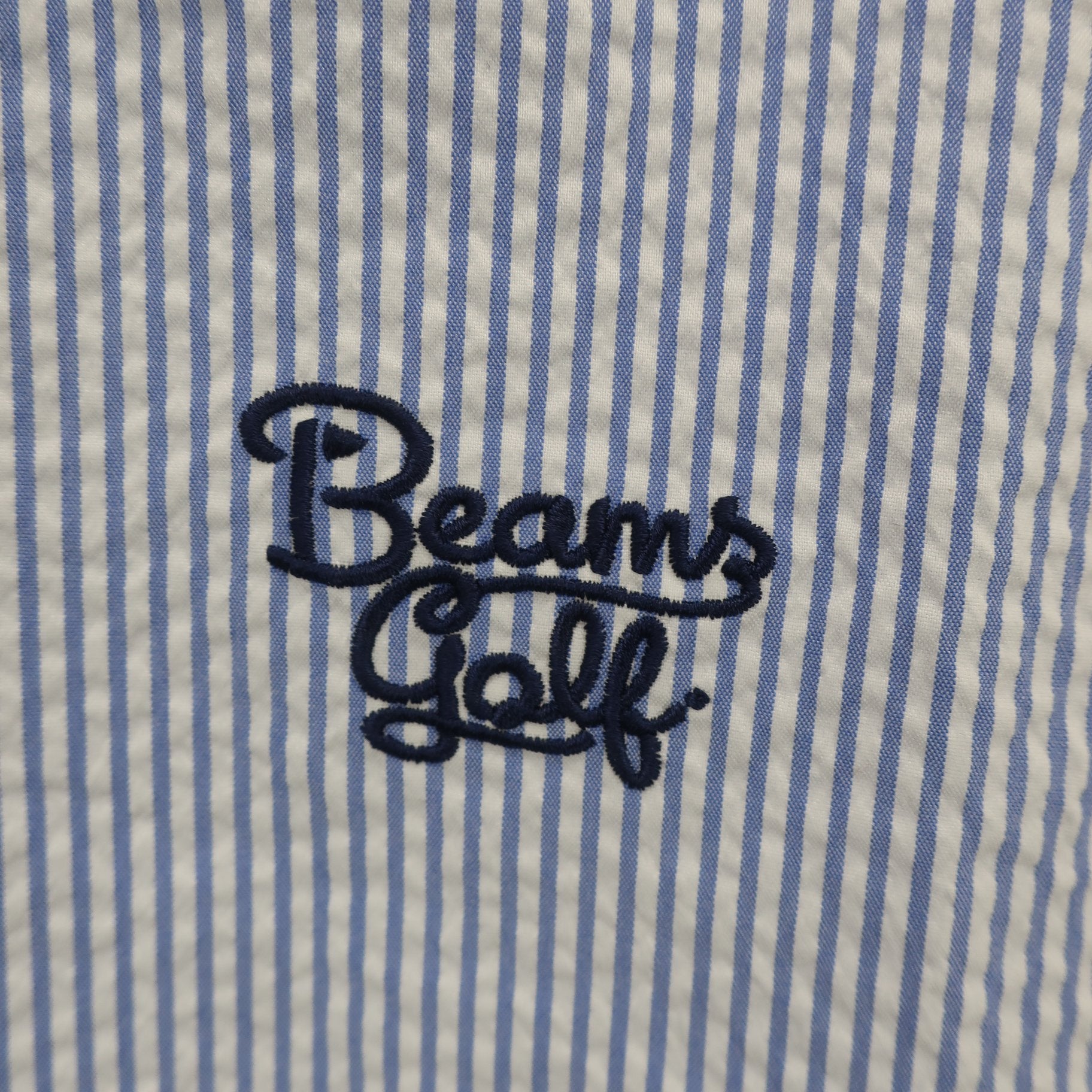 BEAMS GOLF(ビームスゴルフ) ポロシャツ 青白ストライプ レディース M B