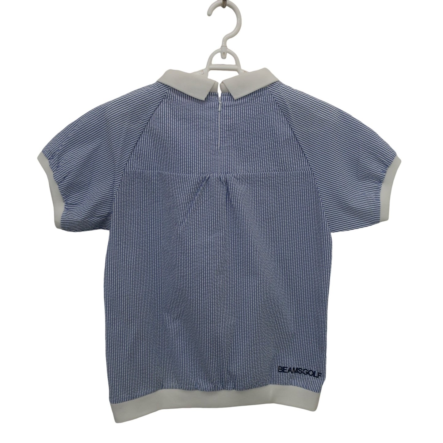 BEAMS GOLF(ビームスゴルフ) ポロシャツ 青白ストライプ レディース M B
