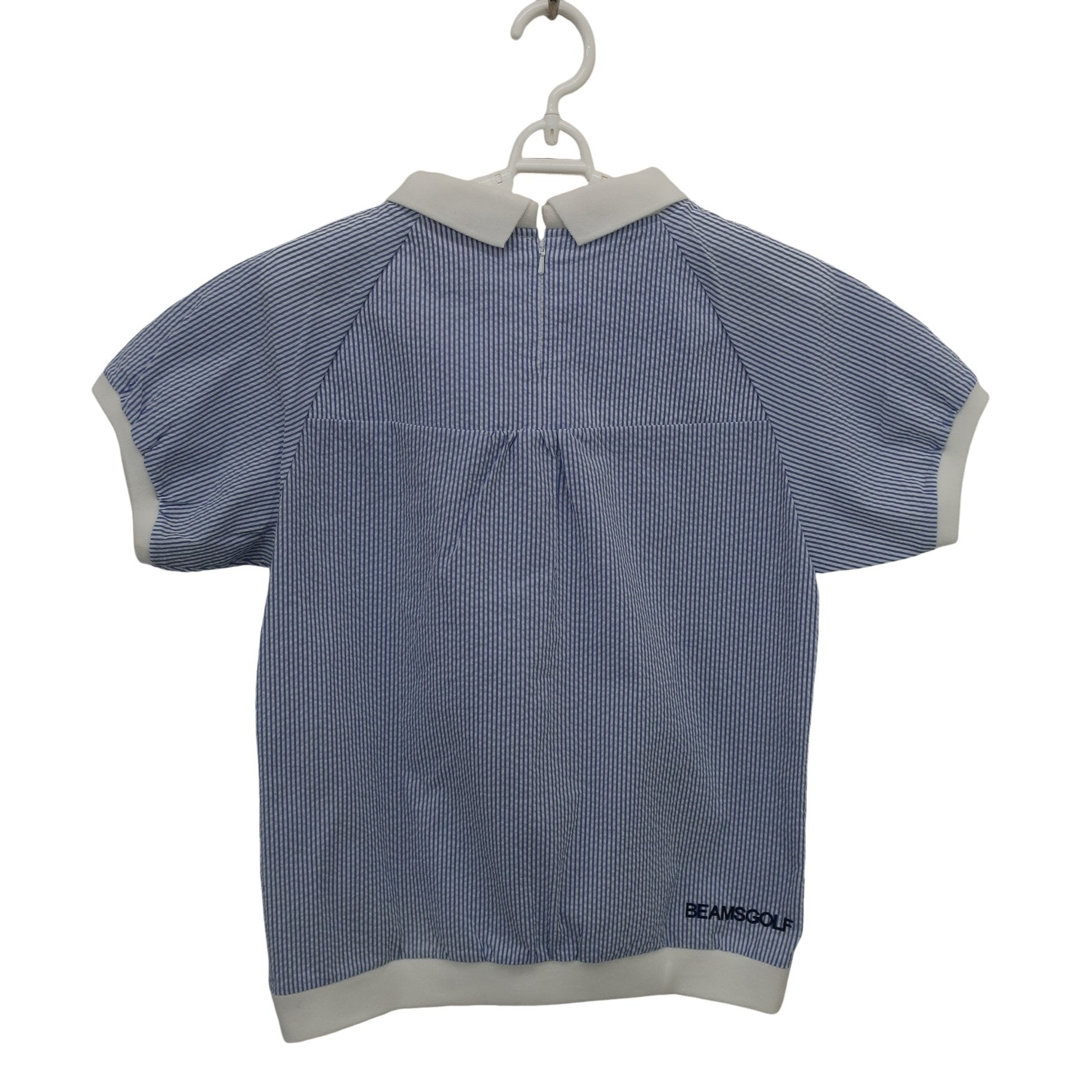 BEAMS GOLF(ビームスゴルフ) ポロシャツ 青白ストライプ レディース M B