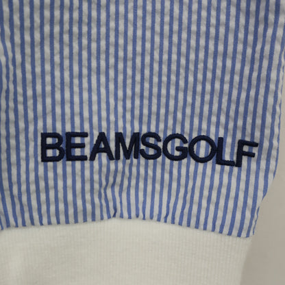 BEAMS GOLF(ビームスゴルフ) ポロシャツ 青白ストライプ レディース M B