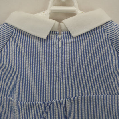 BEAMS GOLF(ビームスゴルフ) ポロシャツ 青白ストライプ レディース M B