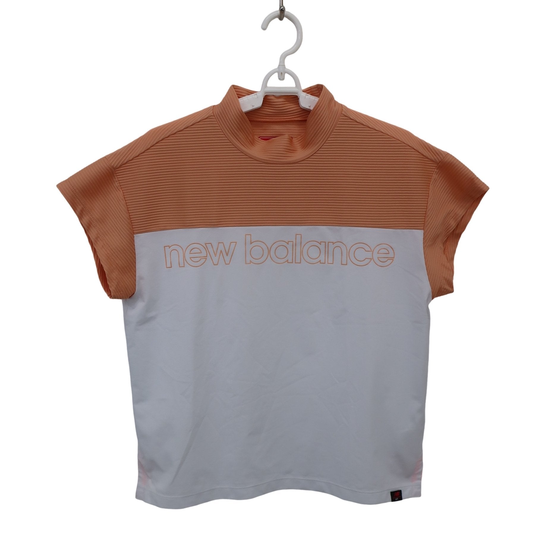 New Balance golf(ニューバランスゴルフ) 半袖モックネックシャツ オレンジ×ホワイト レディース 2 012-2166503 A