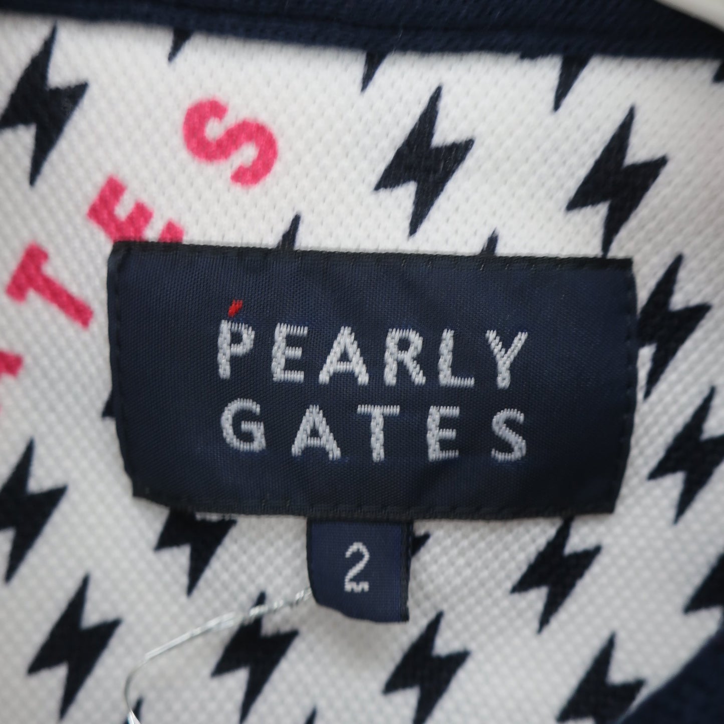 PEARLY GATES(パーリーゲイツ) ポロシャツ 白ネイビーイナズマ柄 レディース 2 055-2160604 A