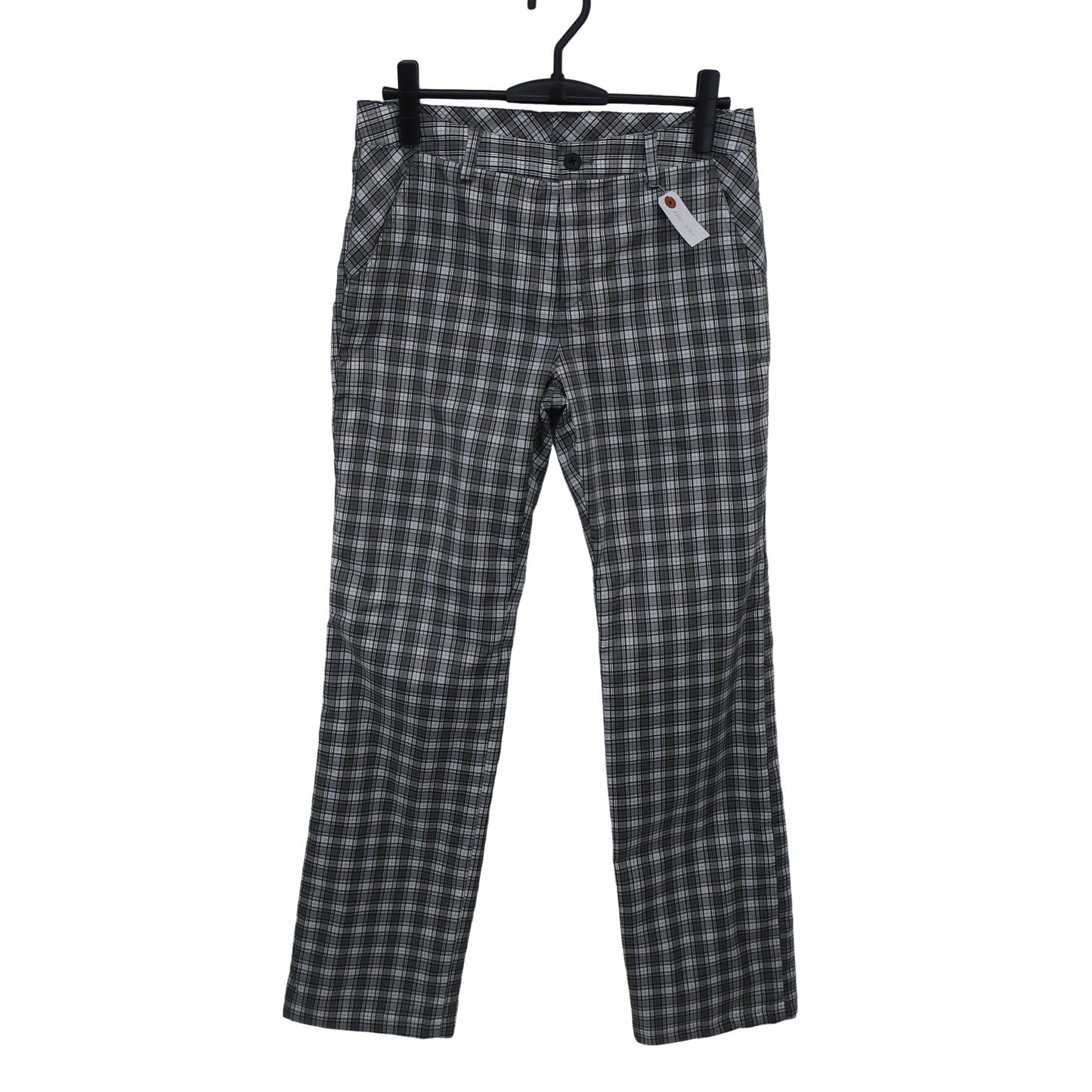 adidas1 ナイロンパンツ グレー系チェック レディース L/G A
