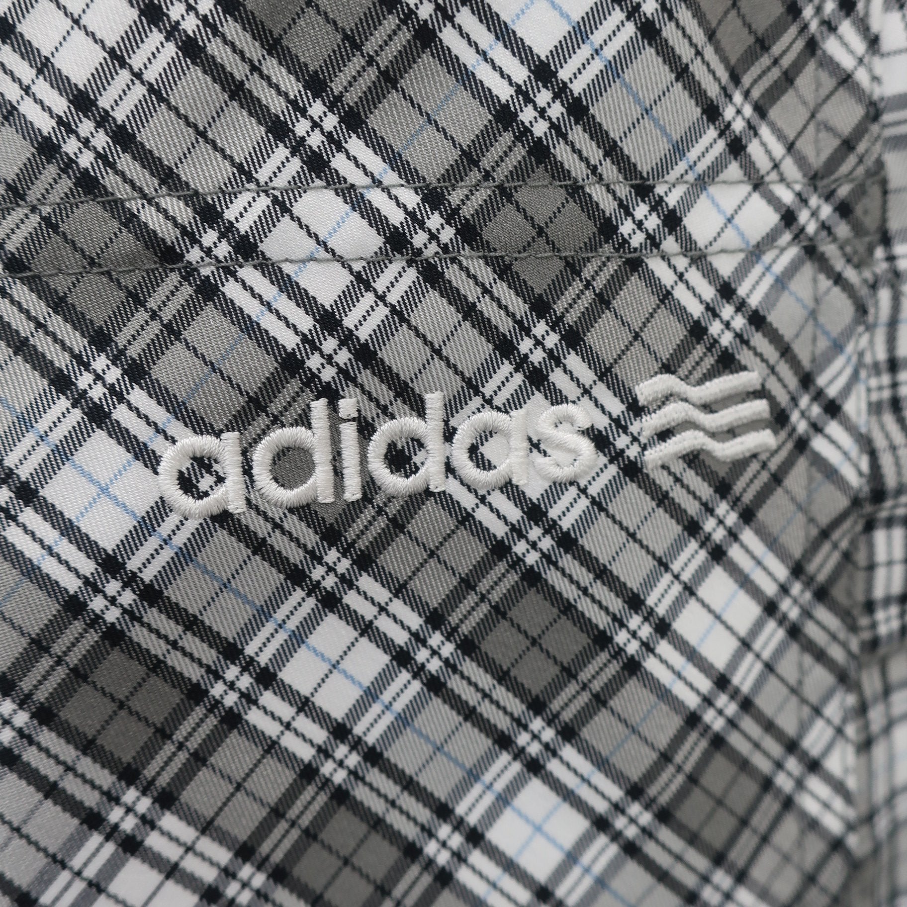 adidas1 ナイロンパンツ グレー系チェック レディース L/G A