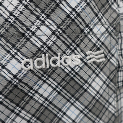 adidas1 ナイロンパンツ グレー系チェック レディース L/G A