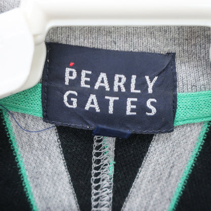 PEARLY GATES(パーリーゲイツ) ポロシャツ グレー黒ボーダー レディース 2 055-160364 B