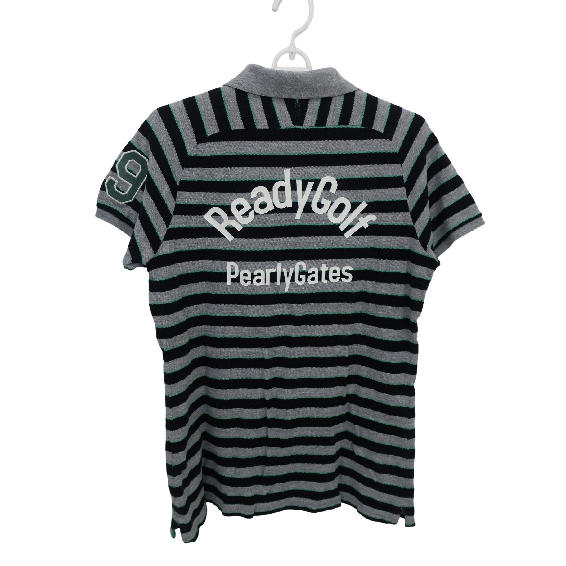 PEARLY GATES(パーリーゲイツ) ポロシャツ グレー黒ボーダー レディース 2 055-160364 B