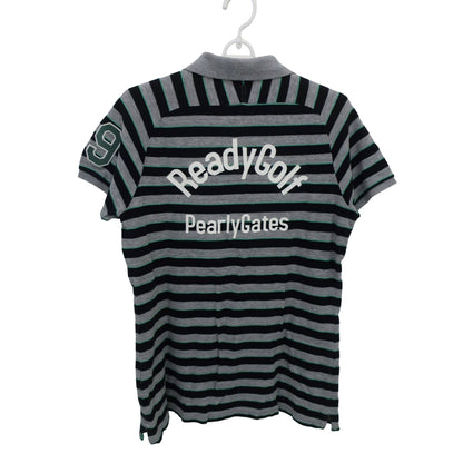 PEARLY GATES(パーリーゲイツ) ポロシャツ グレー黒ボーダー レディース 2 055-160364 B
