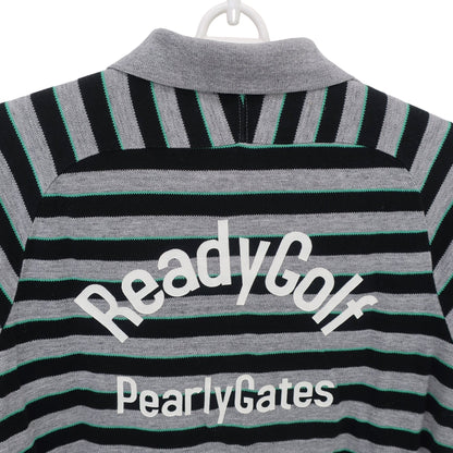 PEARLY GATES(パーリーゲイツ) ポロシャツ グレー黒ボーダー レディース 2 055-160364 B