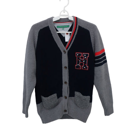 TOMMY HILFIGER GOLF(トミーヒルフィガーゴルフ) ボアカーディガン グレーネイビー レディース M A