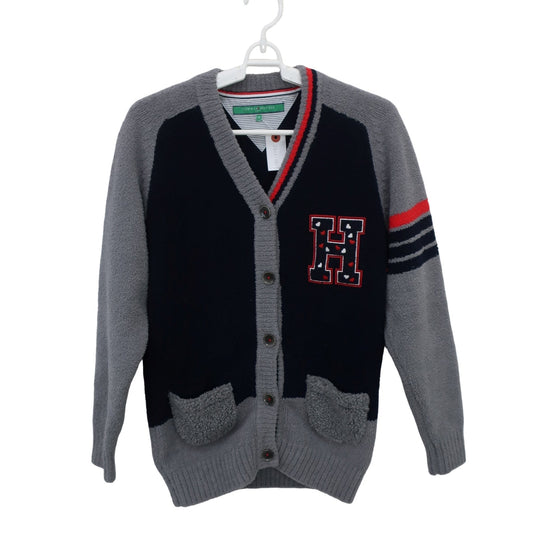 TOMMY HILFIGER GOLF(トミーヒルフィガーゴルフ) ボアカーディガン グレーネイビー レディース M A