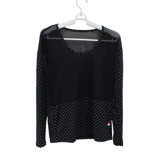 marie claire sport(マリ・クレール・スポーツ) アンダーシャツ 黒白ドット柄 レディース M A