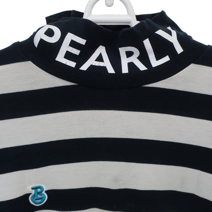 PEARLY GATES(パーリーゲイツ) ハイネックシャツ 白ネイビーボーダー メンズ 4 053-0166103 B
