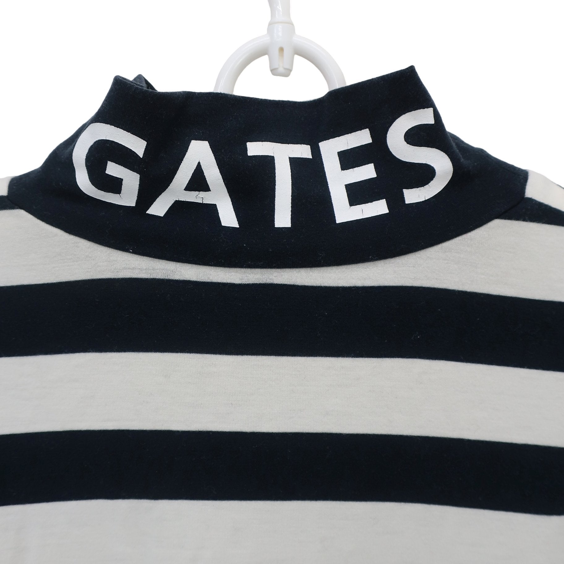 PEARLY GATES(パーリーゲイツ) ハイネックシャツ 白ネイビーボーダー メンズ 4 053-0166103 B