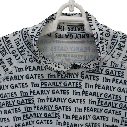 PEARLY GATES(パーリーゲイツ) ハイネックシャツ 白ネイビーロゴ文字柄 メンズ 5 053-9166405 A