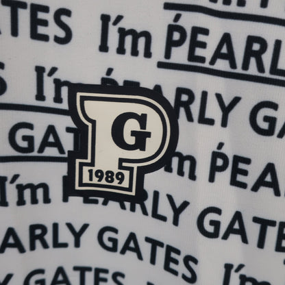 PEARLY GATES(パーリーゲイツ) ハイネックシャツ 白ネイビーロゴ文字柄 メンズ 5 053-9166405 A