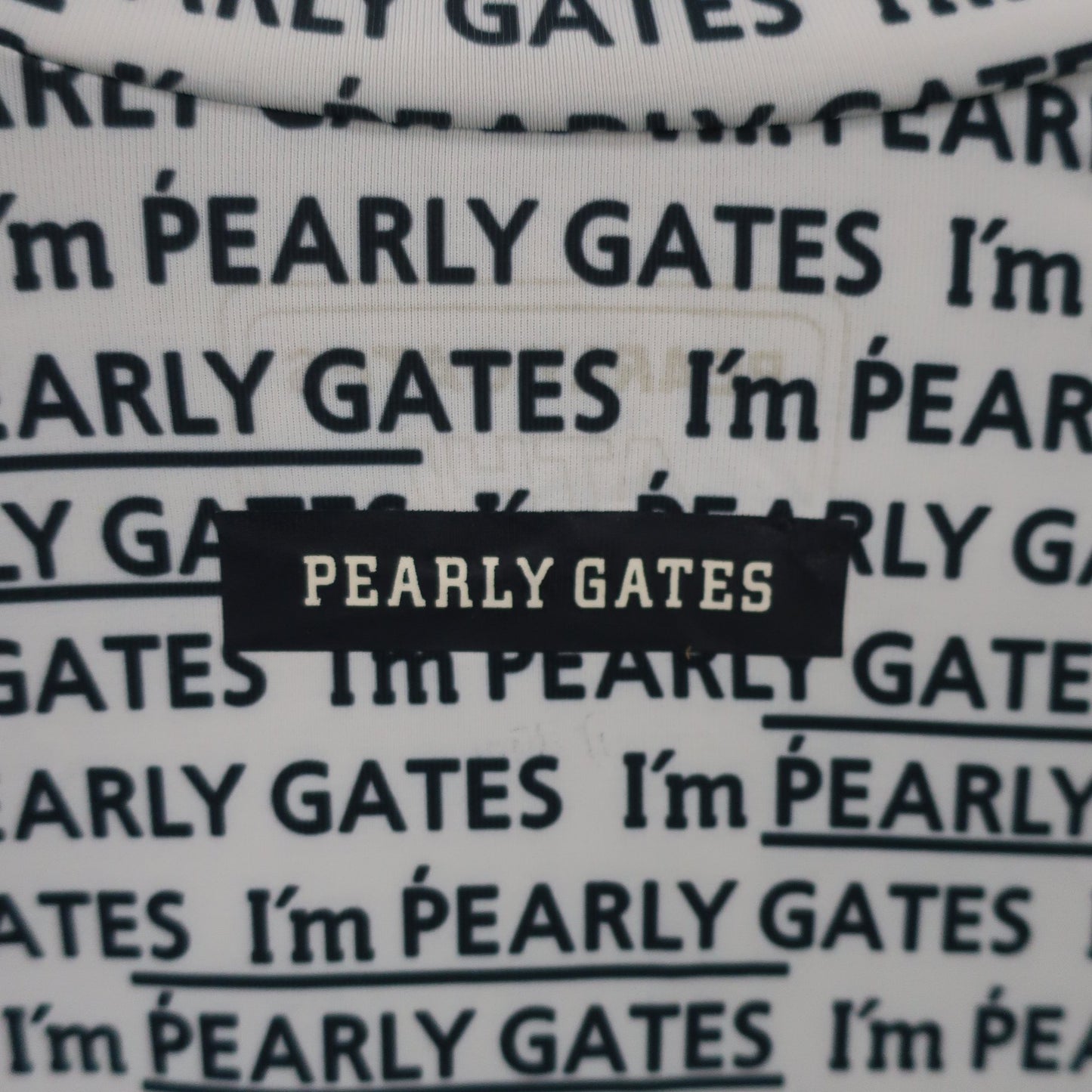 PEARLY GATES(パーリーゲイツ) ハイネックシャツ 白ネイビーロゴ文字柄 メンズ 5 053-9166405 A