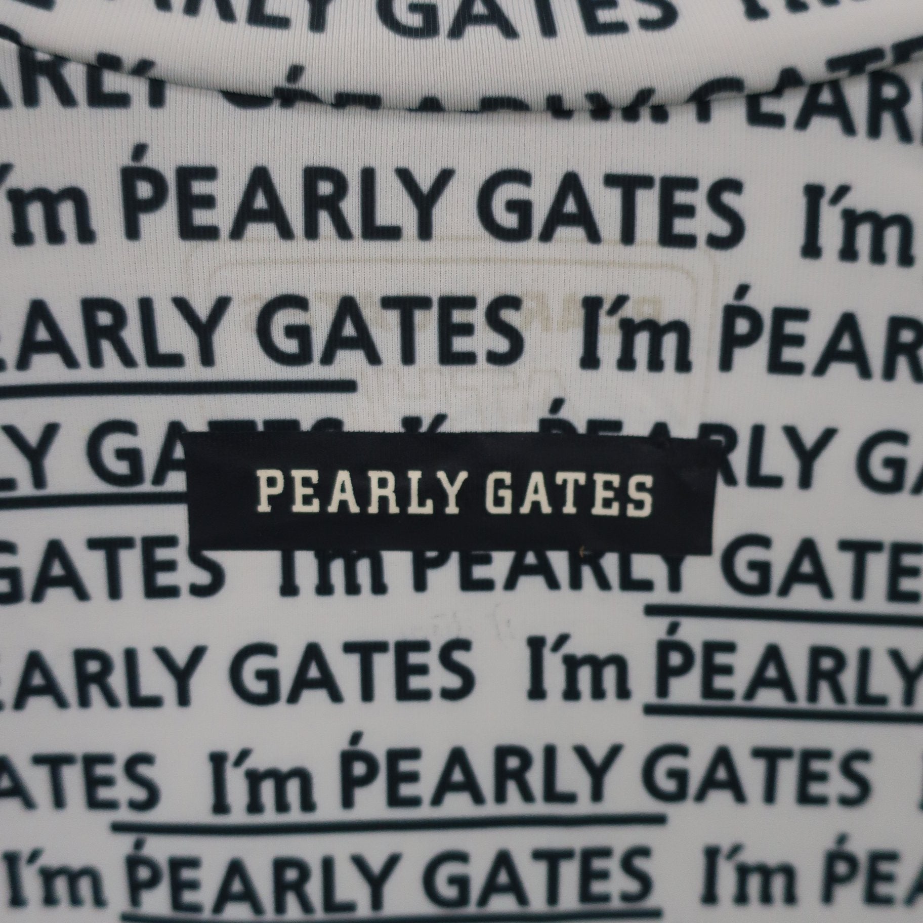 PEARLY GATES(パーリーゲイツ) ハイネックシャツ 白ネイビーロゴ文字柄 メンズ 5 053-9166405 A