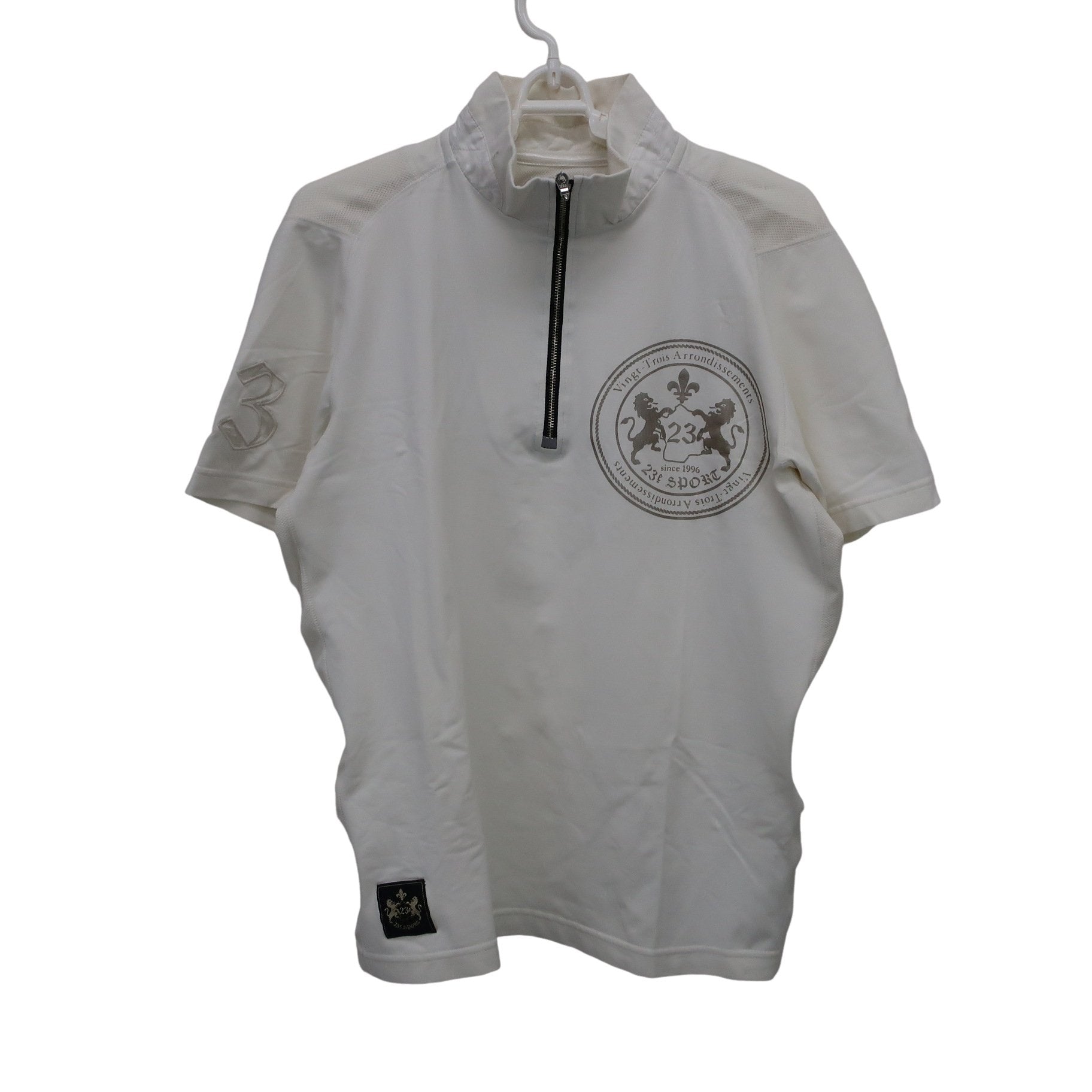 23区 SPORT(23区スポーツ) 半袖ハーフジップシャツ 白 メンズ L B