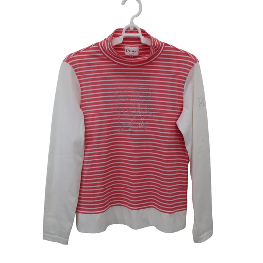 LACOSTE(ラコステ) ハイネックシャツ ピンク白ボーダー レディース 1 B