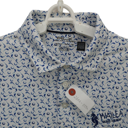 RLX(アールエルエックス) ポロシャツ ホワイト×ブルー総柄 レディース M A