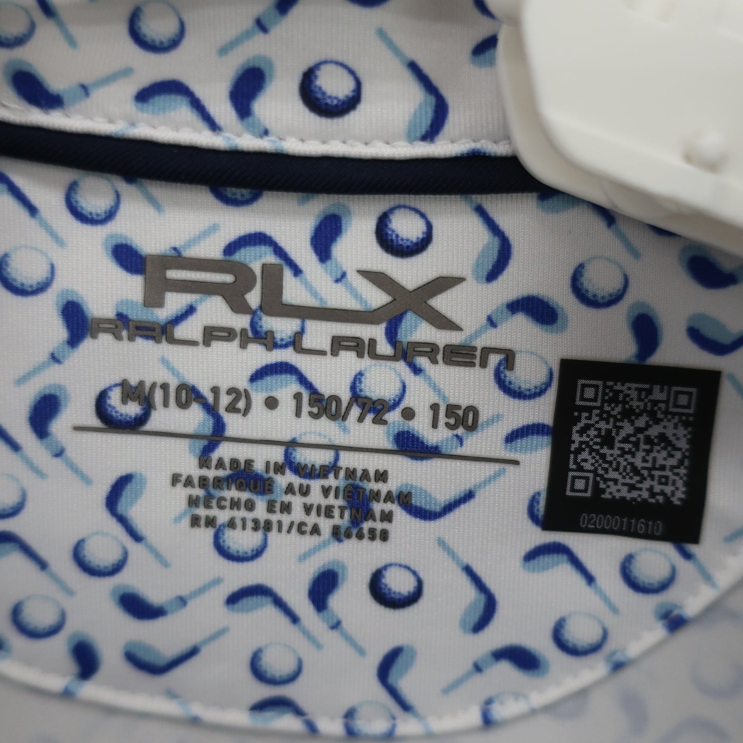 RLX(アールエルエックス) ポロシャツ ホワイト×ブルー総柄 レディース M A
