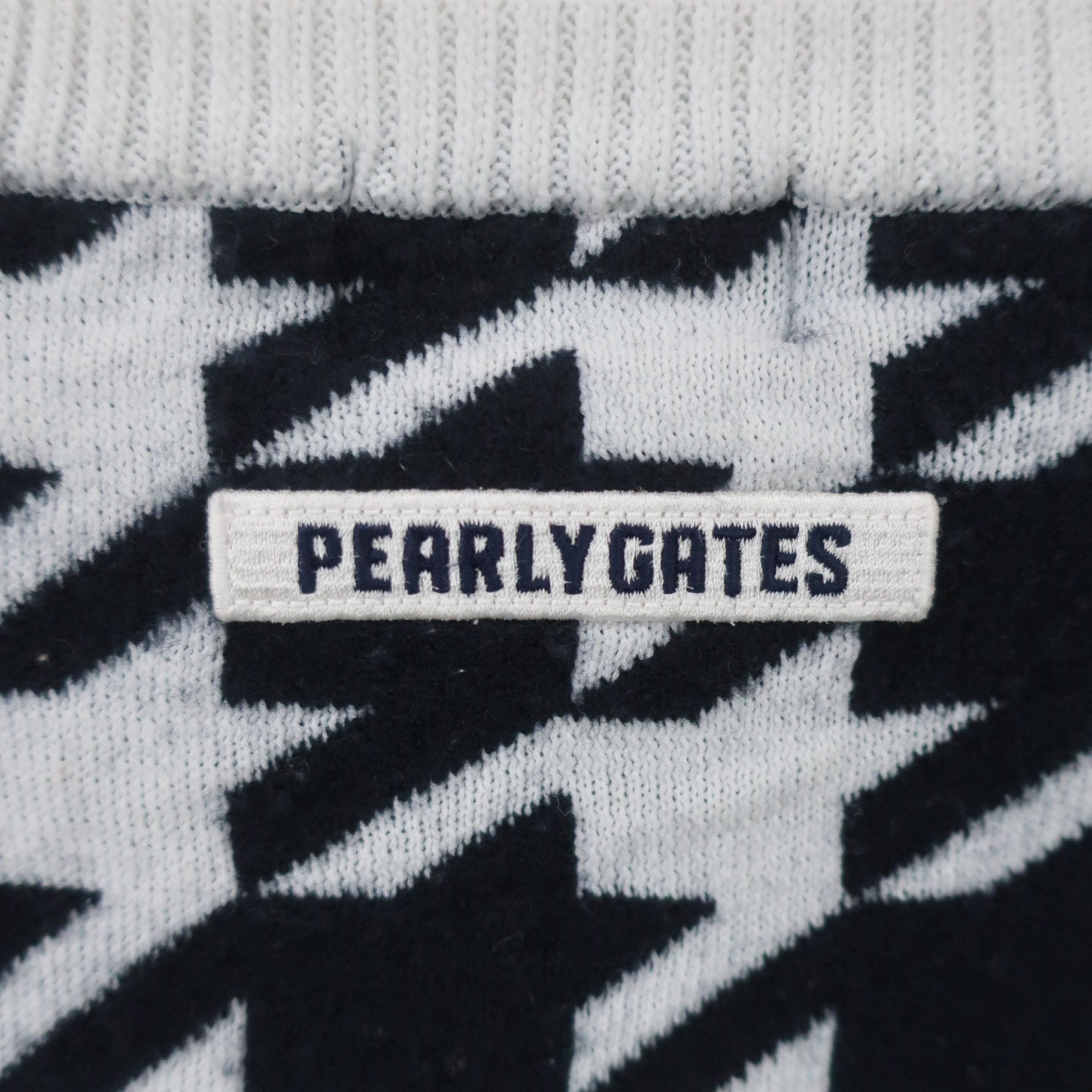 PEARLY GATES(パーリーゲイツ) セーター ホワイト×ネイビー千鳥柄 レディース 6 053-8270011 B