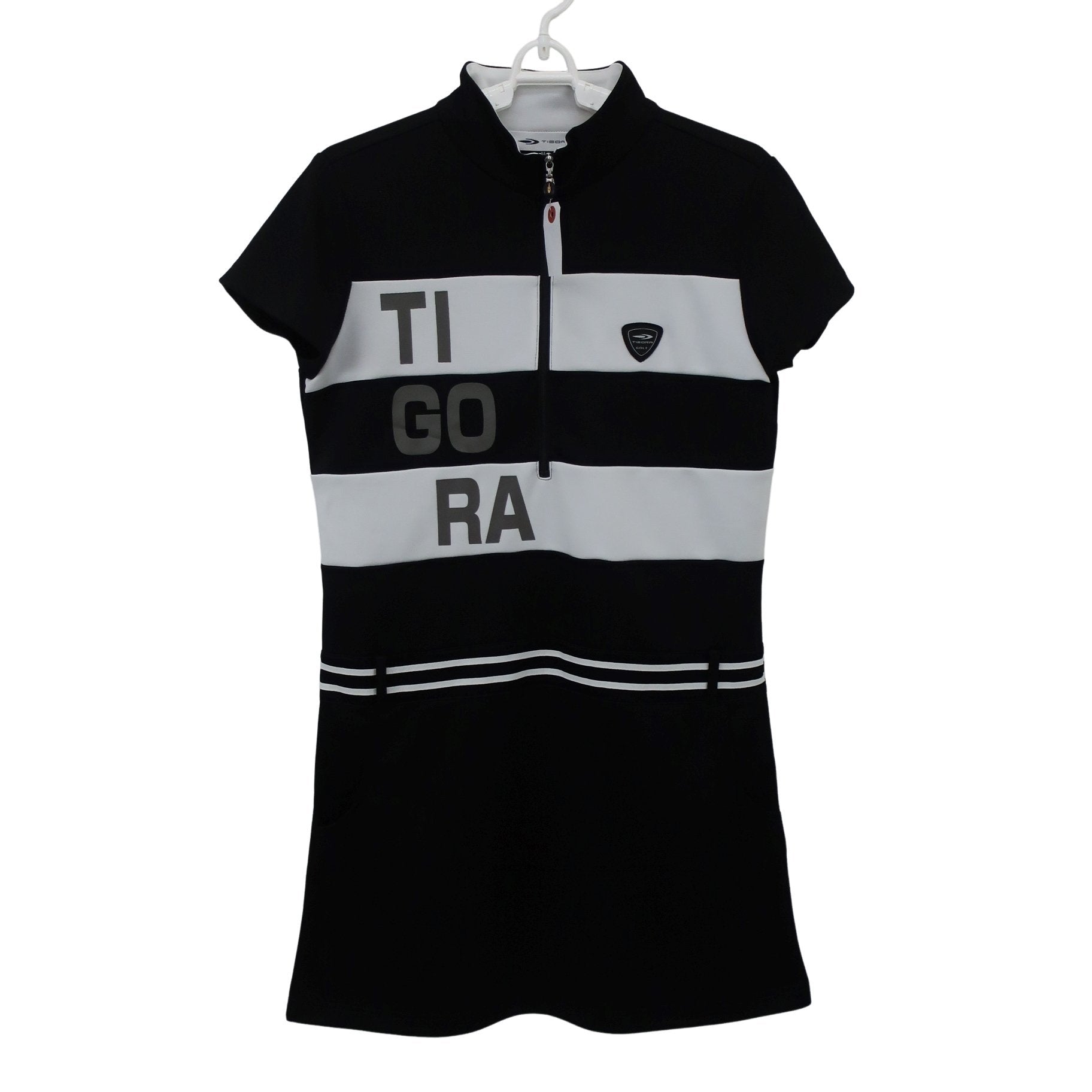 TIGORA(ティゴラ) ハーフジップワンピース 黒白 レディース M A