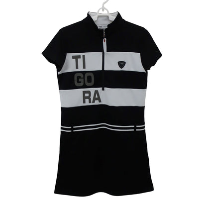TIGORA(ティゴラ) ハーフジップワンピース 黒白 レディース M A