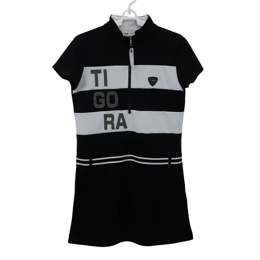 TIGORA(ティゴラ) ハーフジップワンピース 黒白 レディース M A