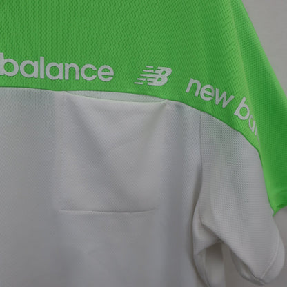 New Balance golf(ニューバランスゴルフ) 半袖モックネックシャツ ホワイト×グリーン メンズ 7 012-3166208 B