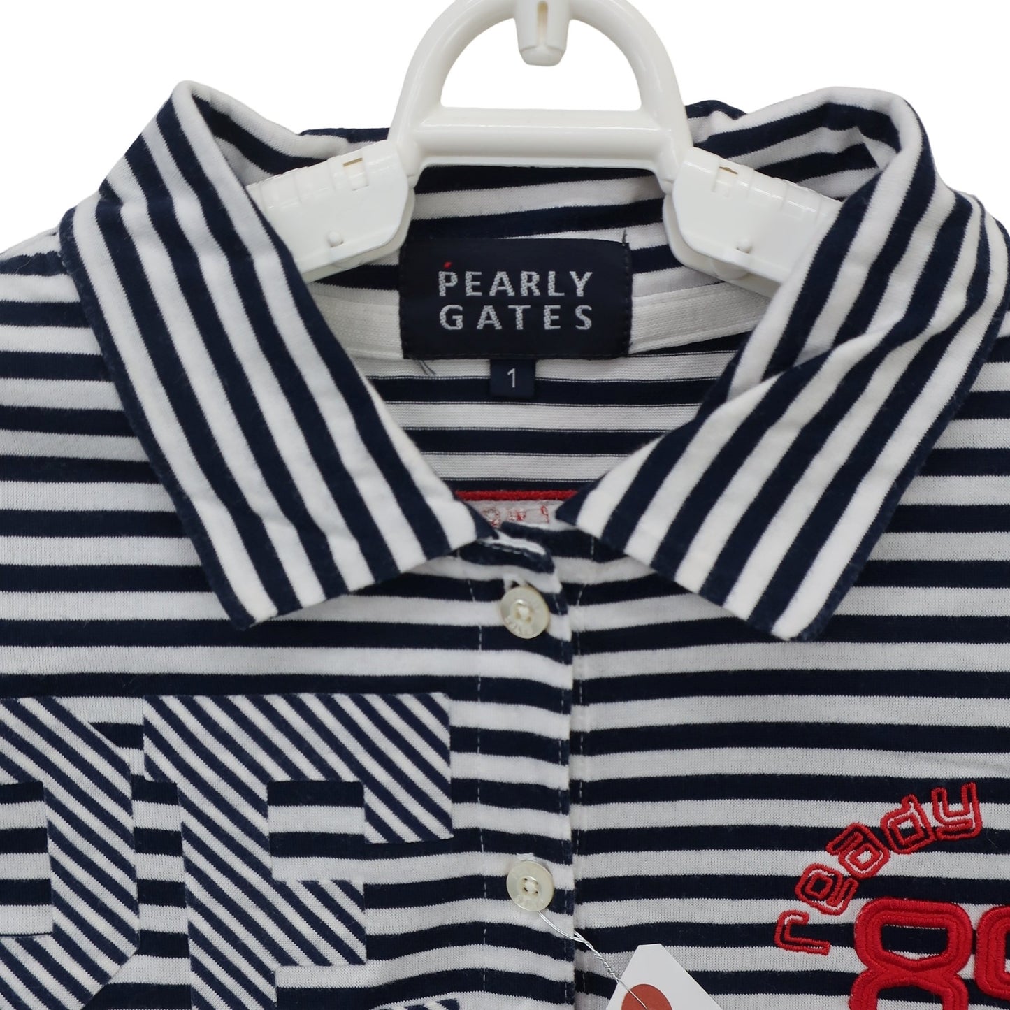 PEARLY GATES(パーリーゲイツ) ポロシャツ 白ネイビー レディース 1 055-160381 B