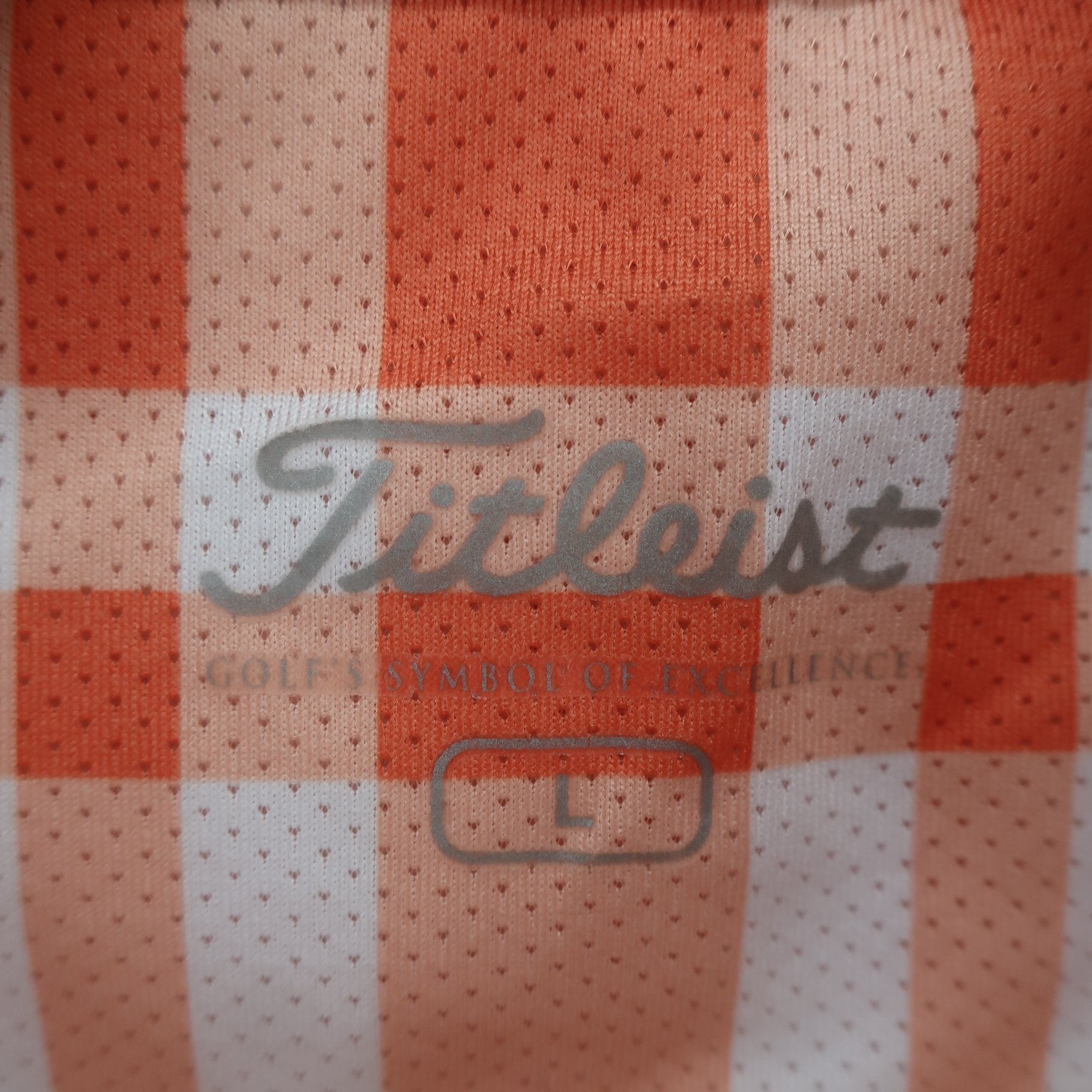 Titleist(タイトリスト) ポロシャツ 白オレンジチェック メンズ L A